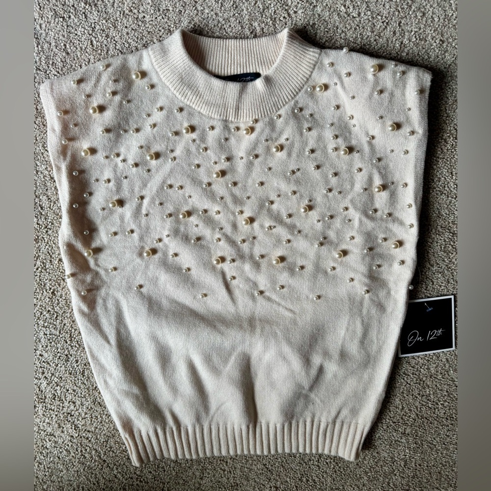 On 12th Sleeveless Sweater with Pearl embellishments Size M Juniors
